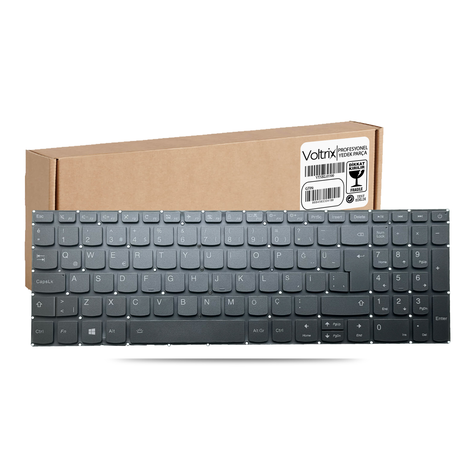 Lenovo ideaPad 320-15, 520-15, S145-15 Uyumlu Notebook Işıklı Klavye - Füme TR