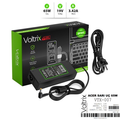 VTX-007 Acer Sarı Uç 19V 3.42A 65W 5.5x1.7mm