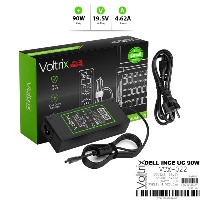 VTX-022 Dell İnce Uç 19.5V 4.62A 90W 4.5x3.0mm