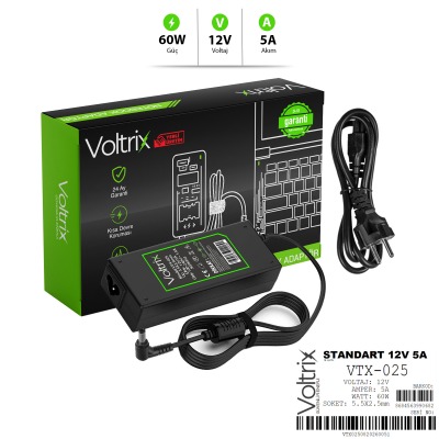 VTX-025 5A Standart Uç 12V 5A 60W 5.5x2.5mm