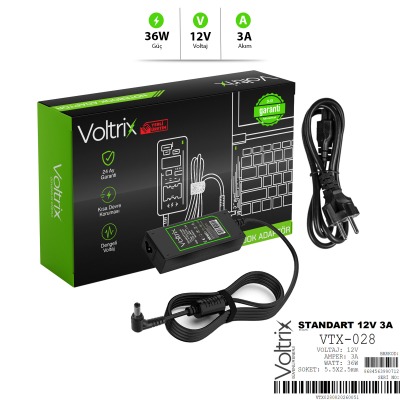 VTX-028 3A Standart Uç 12V 3A 36W 5.5x2.5mm