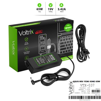VTX-037 Asus, MSI iğne Uç (Yeni Nesil) 19V 3.42A 65W 4.5x3.0mm